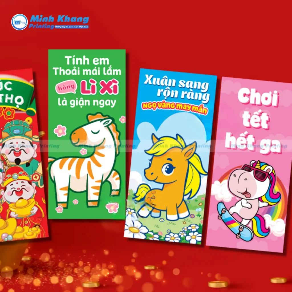 Mẫu phong bao mừng tuổi cán màng mờ tăng độ bền, hạn chế trầy xước trong quá trình sử dụng