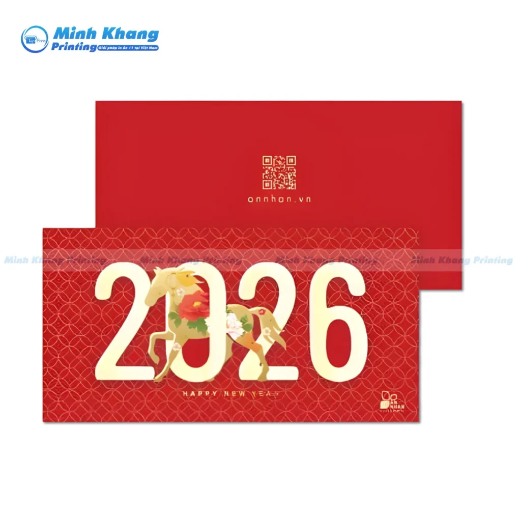 Mẫu bao lì xì ngang 2026 đơn giản, hiện đại