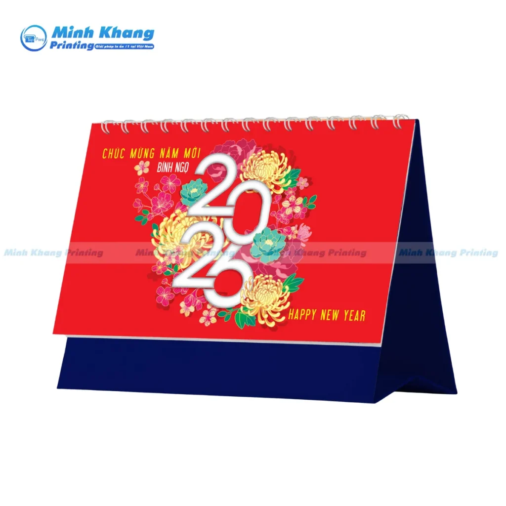 Mẫu lịch chữ A để bàn mừng năm mới 2026