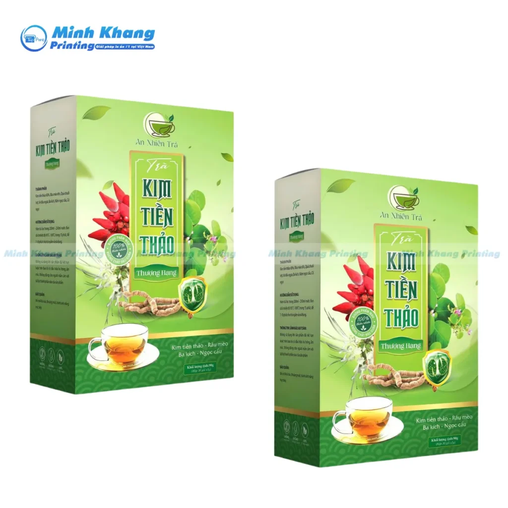 Mẫu hộp giấy đựng trà Kim Tiền Thảo