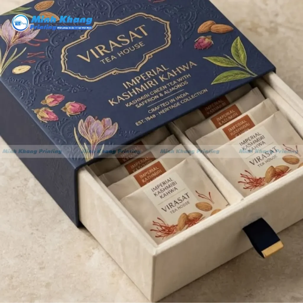 Mẫu hộp trà quà tặng dạng kéo sang trọng