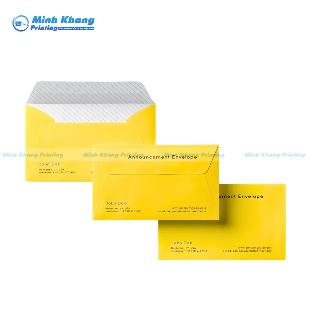 Mẫu bao thư chất liệu chống thấm, được cán màng bảo vệ, đảm bảo tài liệu bên trong không bị hư hại