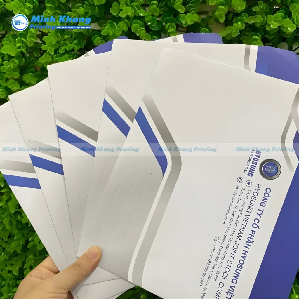 Mẫu bì thư thiết kế độc quyền, với bộ nhận diện thương hiệu công ty cổ phần HyoSun Viêt Nam