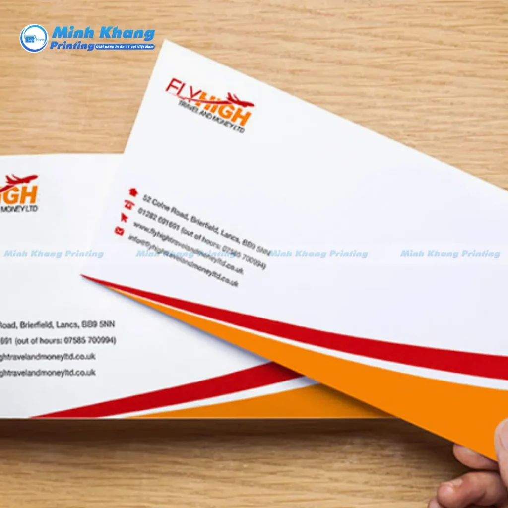 Mẫu bao thư giấy Fort 100gsm, chất liệu phổ thông, giá thành kinh tế, thích hợp in bao thư số lượng lớn