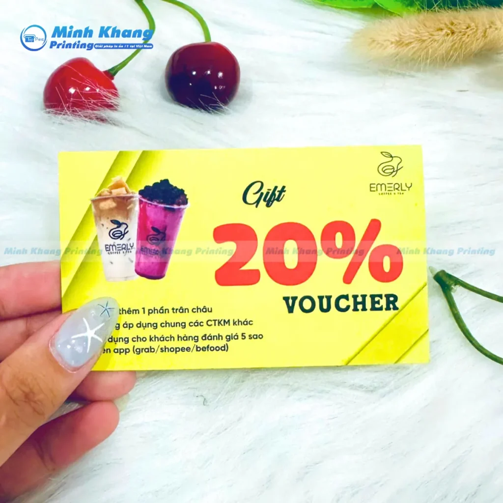Mẫu phiếu giảm giá 20% cho cửa hàng trà sữa