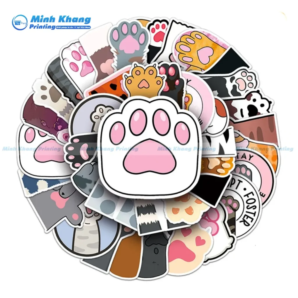 Mẫu sticker chân mèo dễ thương, mô tả "măng cụt" của các Hoàng Thượng