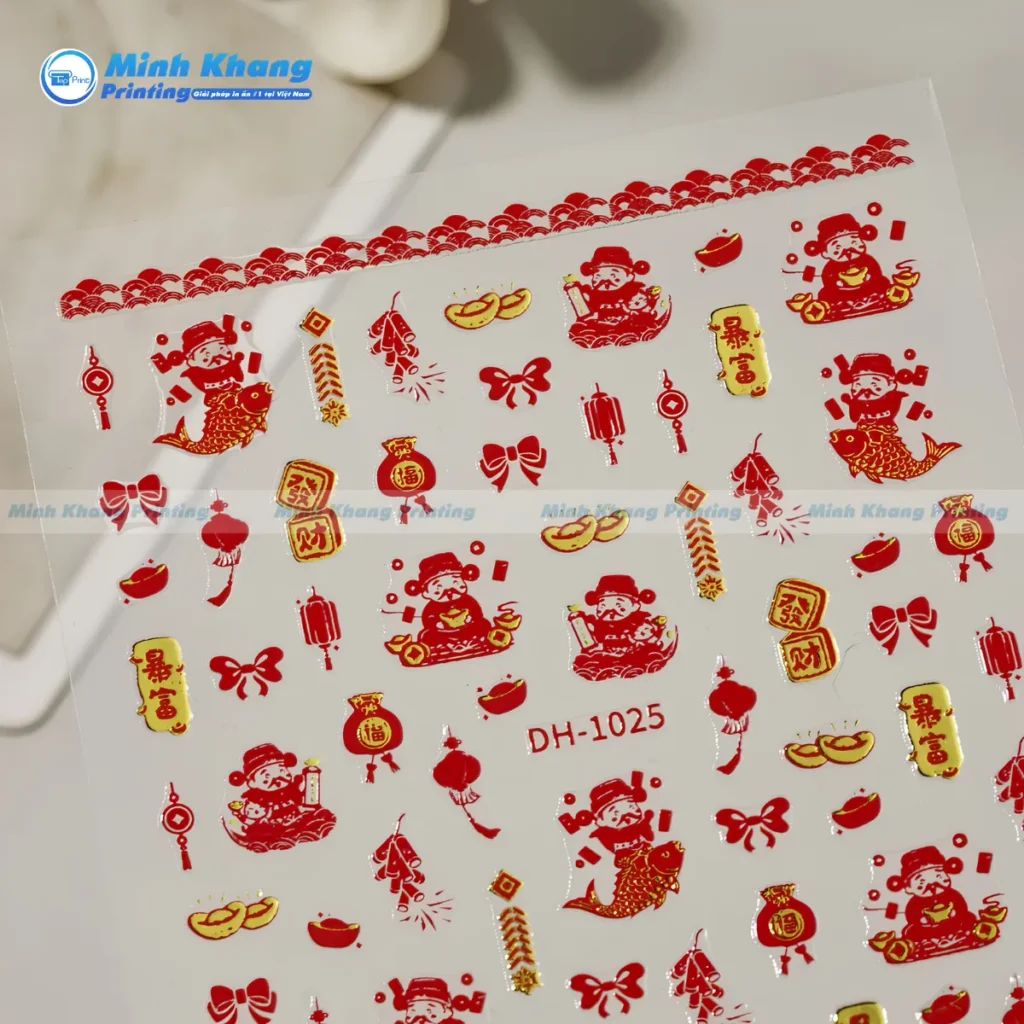 Mẫu sticker decal thần tài chống thấm nước
