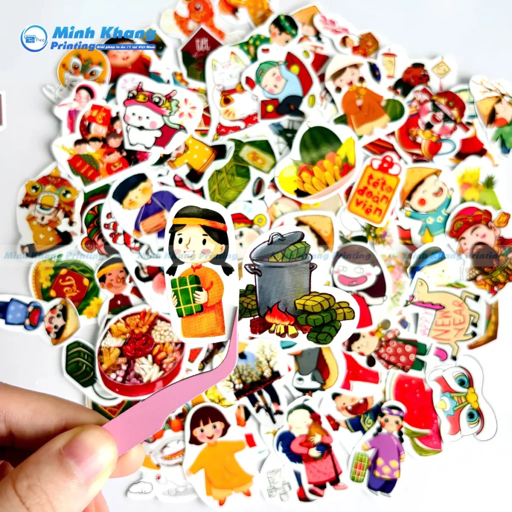 Mẫu sticker Tết 2027 ép kim vàng lấp lánh chuyên dùng dán hộp quà cao cấp