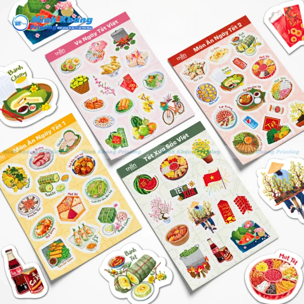 Mẫu sticker Tết năm mới 2026 được bế demi sẵn giúp khách hàng dễ bóc dán và sử dụng tiện lợi