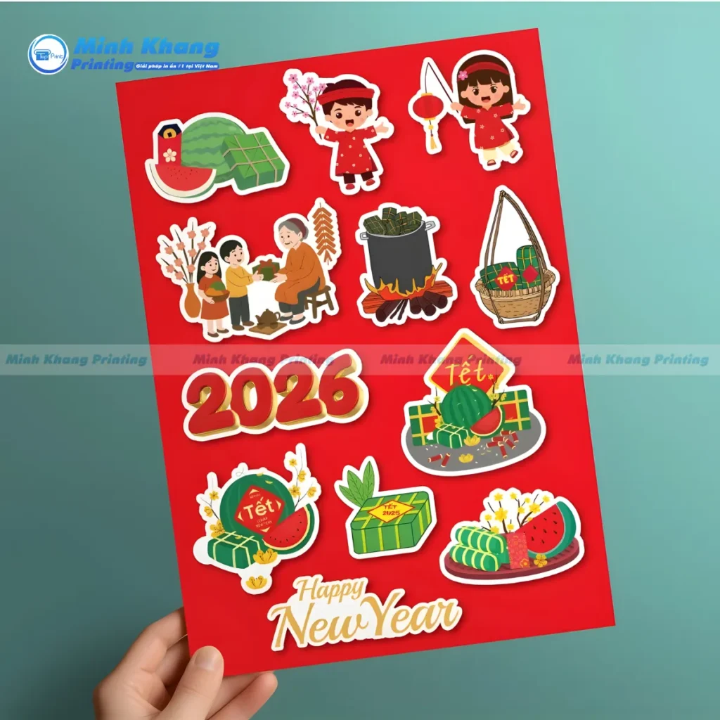 Mẫu sticker Tết trang trí hộp quà phù hợp dán chai lọ và hộp kính