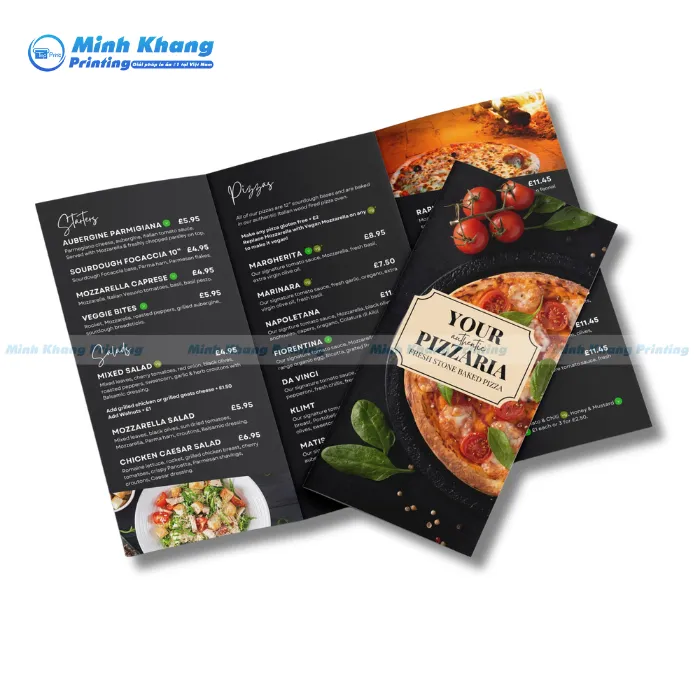 Mẫu Brochure Pizza Màu Đen & Sang Trọng 
