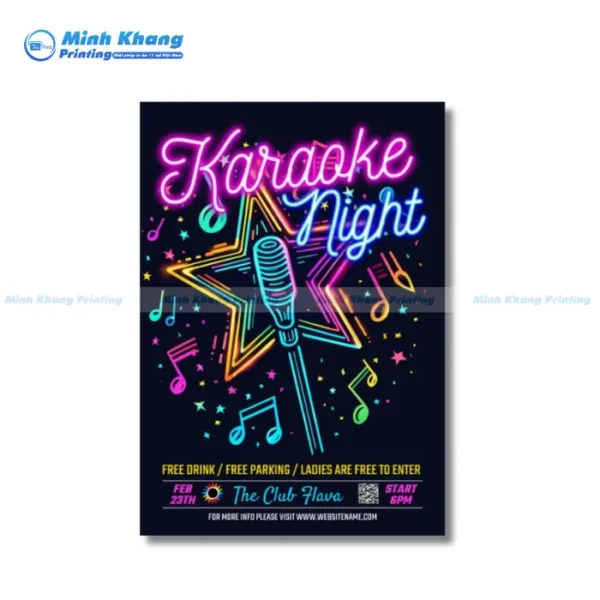 Mẫu Tờ Rơi Karaoke Với Hiệu Ứng Đèn Neon