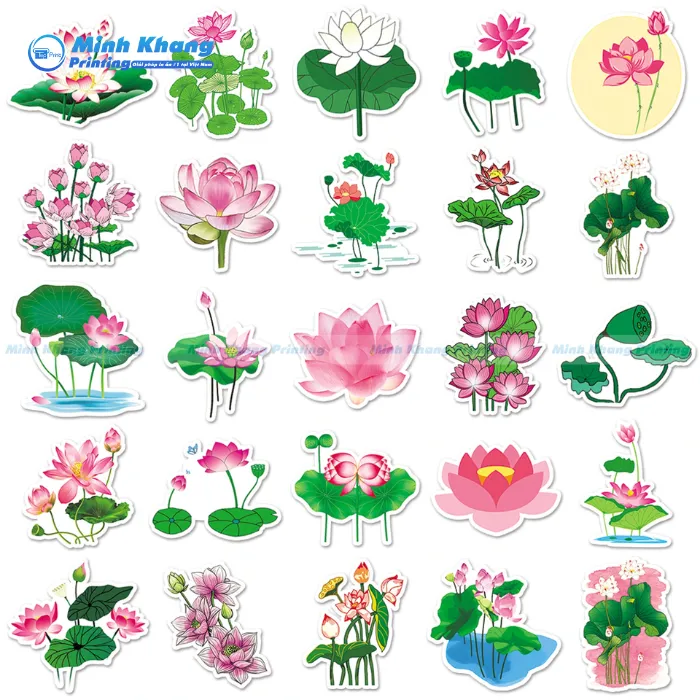 Mẫu sticker hoa sen nhẹ nhàng và tinh tế