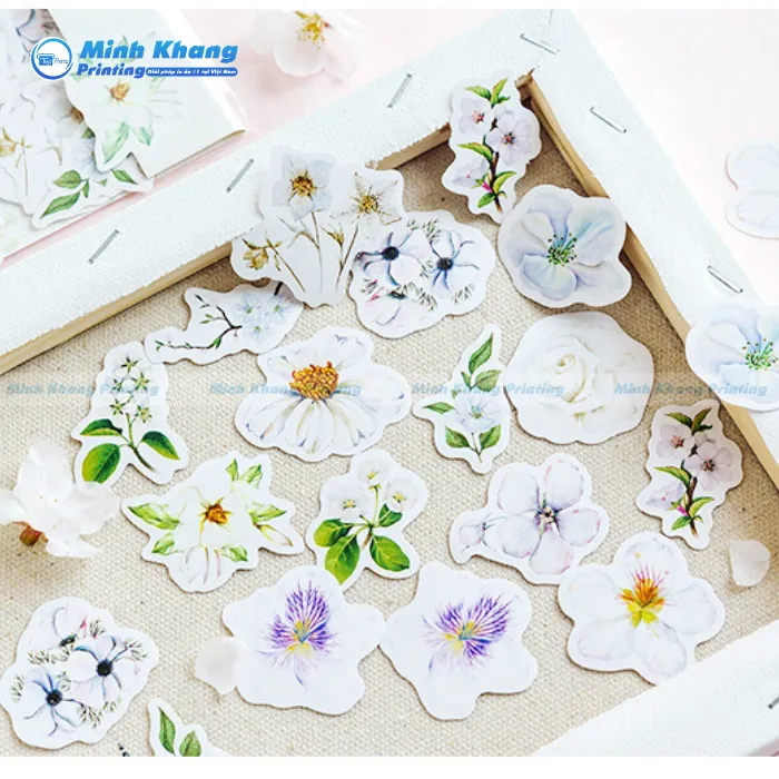 Mẫu Sticker Hoa Trắng Thanh Lịch & Quý Phái.
