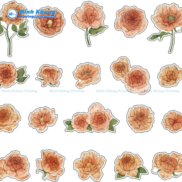Mẫu Sticker hoa hồng cam đẹp 