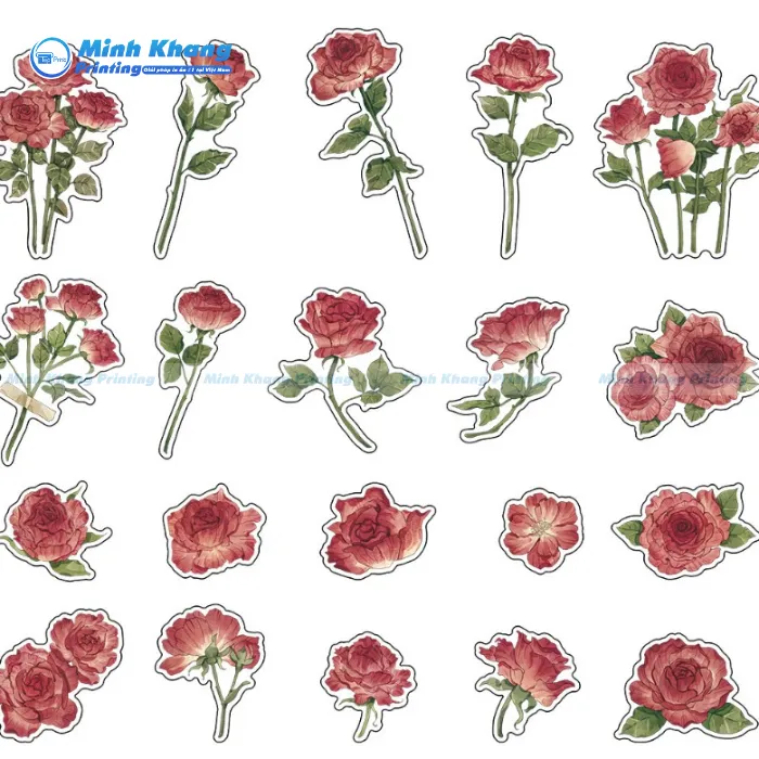 Mẫu Sticker hoa hồng đỏ đẹp & sáng tạo