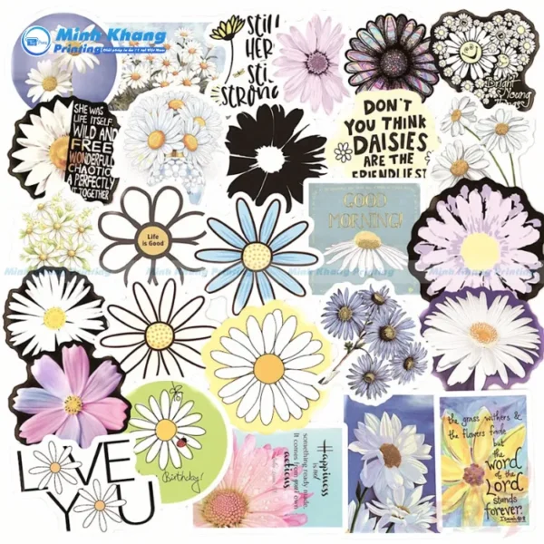 Mẫu Sticker Hoa Cúc Thanh Tao & Bình Dị