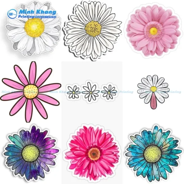 Mẫu Sticker Hoa Cúc Pastel Với Màu Sắc Nhẹ Nhàng