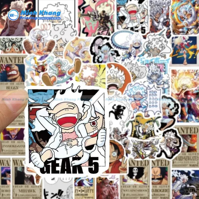 Mẫu Sticker Luffy Gear 5 Lớn Sắc Nét & Sáng Tạo