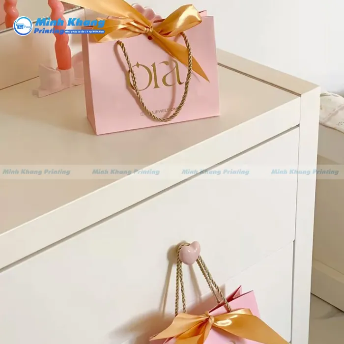 Mẫu Túi Giấy Có Dây Ruy Băng Nơ Thương Hiệu ORA