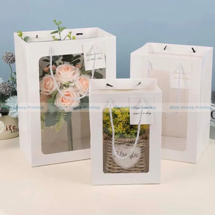 túi giấy mặt kính đựng hoa
