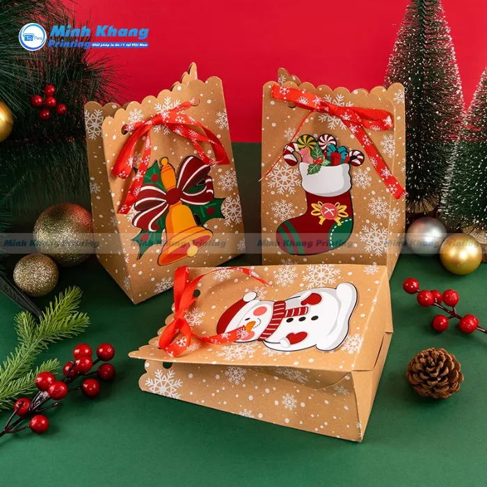 Mẫu Túi Giấy Kraft Noel Thắt Nơ Basic & Vintage