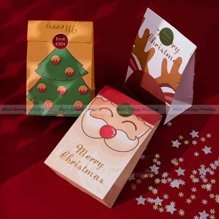 Mẫu Túi Giấy Noel Không Quai Đơn Giản & Tiện Lợi