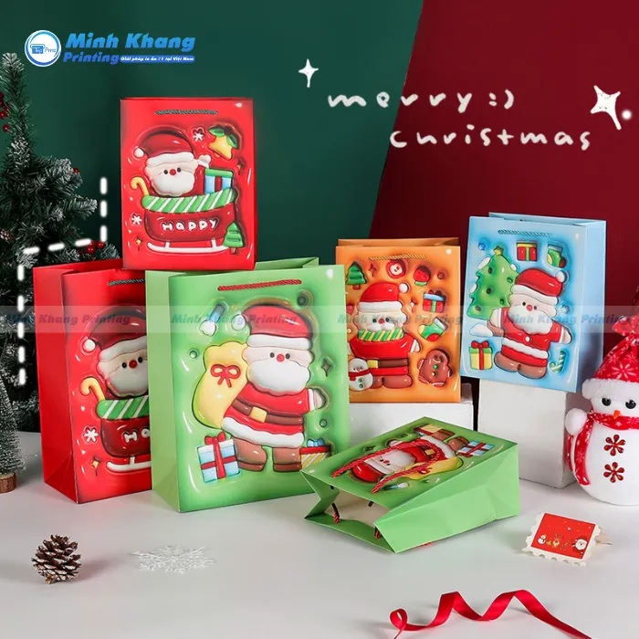 Mẫu Túi Giấy Noel In Hình Hiệu Ứng 3D