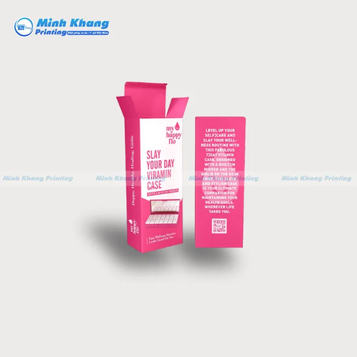 Mẫu Hộp giấy Nắp Gài Đựng Mỹ Phẩm Màu Hồng