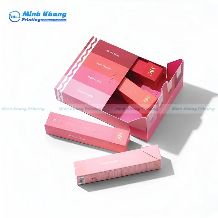 Mẫu Hộp giấy Nắp Gài Đựng Son & Mỹ Phẩm