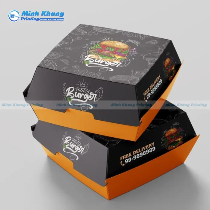 Mẫu Hộp giấy Nắp Gài Đựng Bánh Hamburger