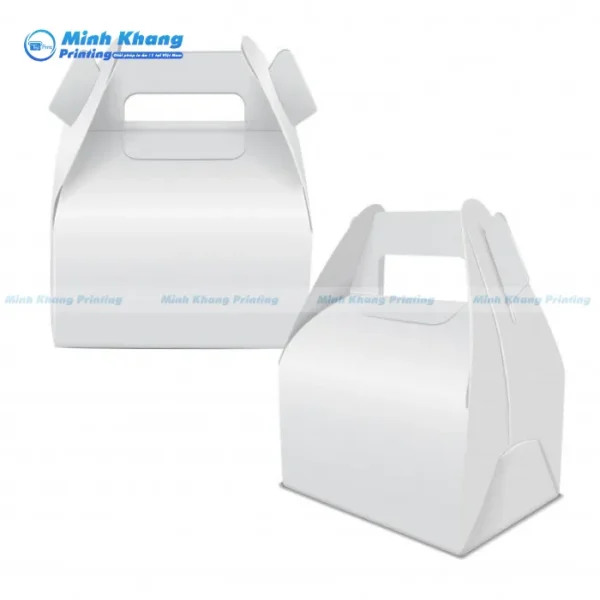 Mẫu Hộp Giấy Trắng Có Quai Cầm Sáng Bóng & Bắt Mắt