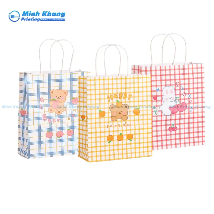 Mẫu Túi Giấy Kẻ Caro Đầy Màu Sắc, Dễ Thương & Năng Động