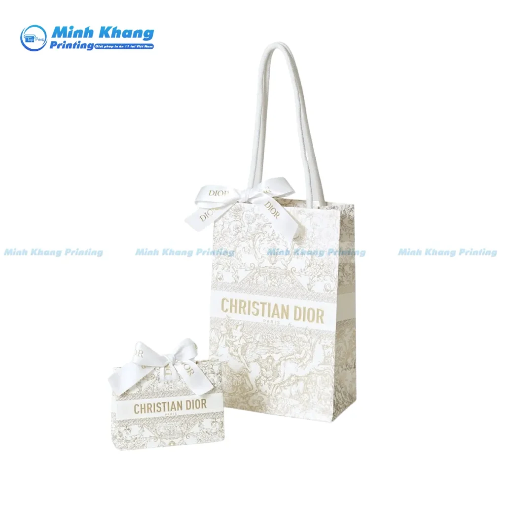 Mẫu túi giấy có nơ trắng Christian Dior sang trọng