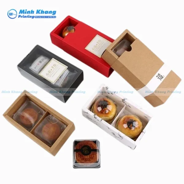 Mẫu Hộp Giấy 2 Ngăn Trà & Bánh