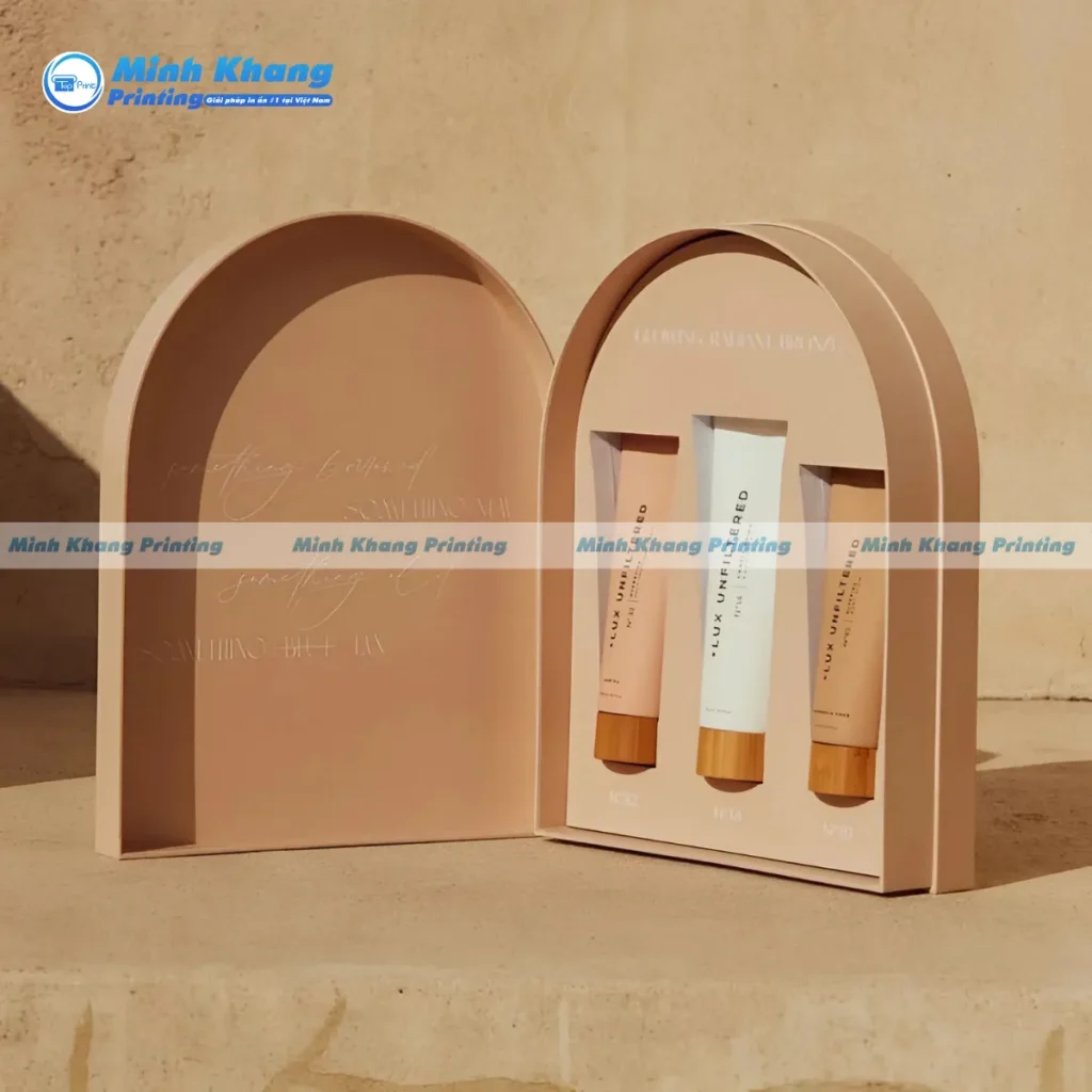 Mẫu hộp giấy 3 ngăn nắp âm dương đựng mỹ phẩm
