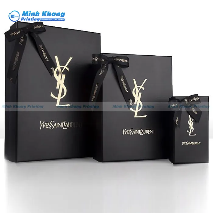 Mẫu Hộp Giấy In Logo YSL Ép Kim Bắt Mắt & Nổi Bật