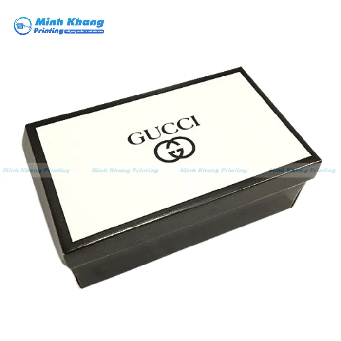 Mẫu Hộp Giấy In Logo Gucci Trắng Đen Đơn Giản & Đẹp