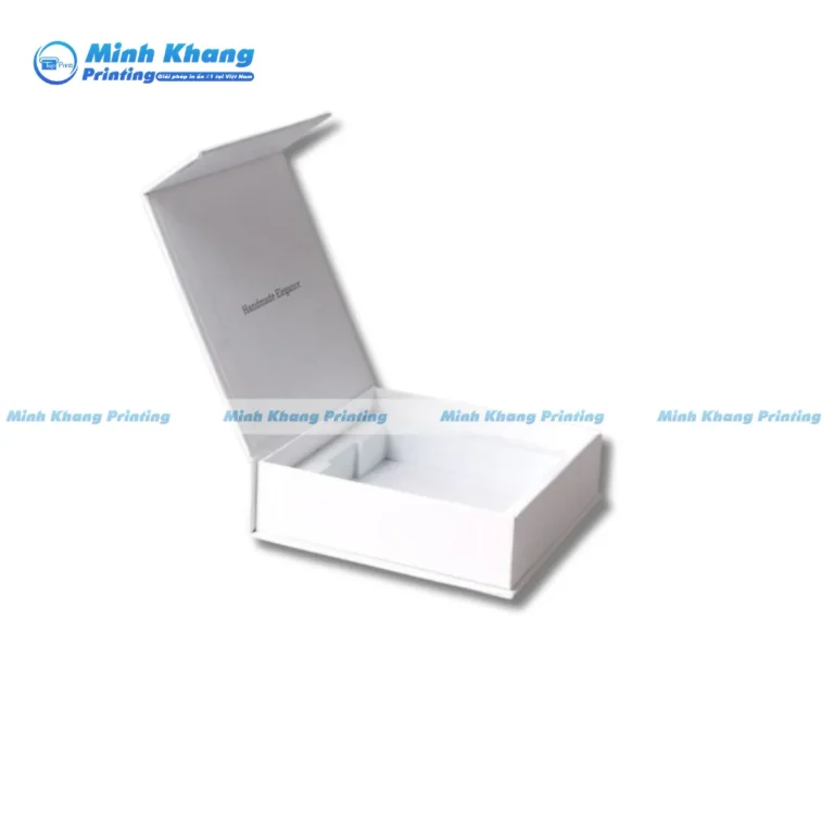 Mẫu Hộp Giấy Trắng Nam Châm Giấy Ivory Đựng Vòng Tay, Trang Sức