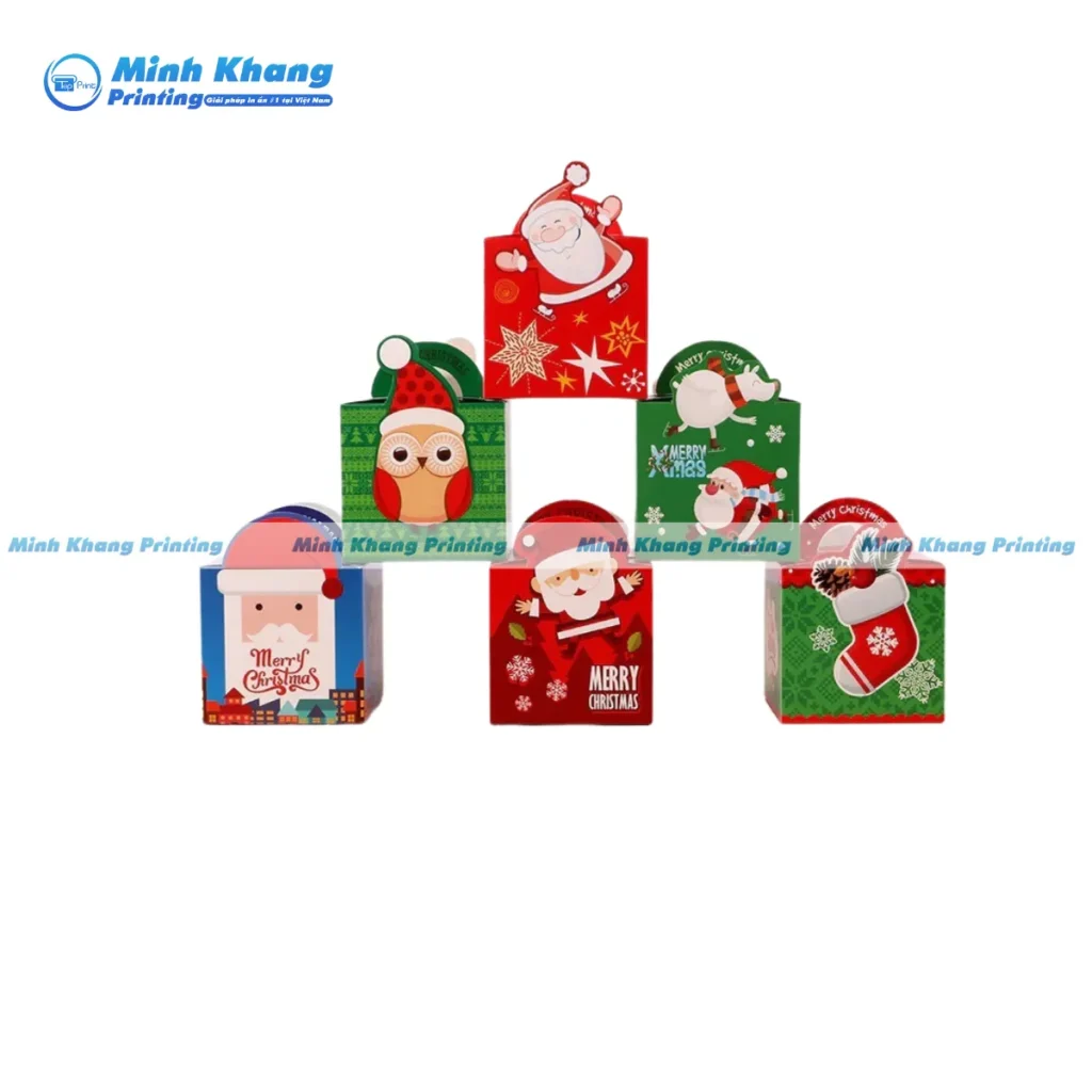 Mẫu Hộp giấy Noel hình ông già Noel ngộ nghĩnh, thêm niềm vui cho bé