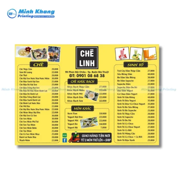 menu quan che 10