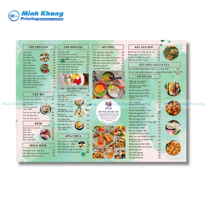 Mẫu Menu Quán Chè Truyền Thống Đơn Độc Đáo & Ấn Tượng