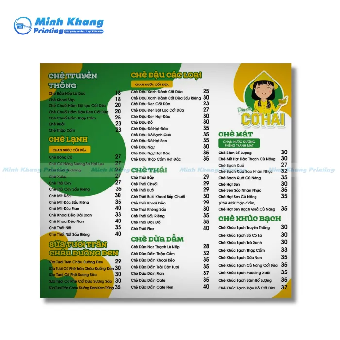 menu quan che 4