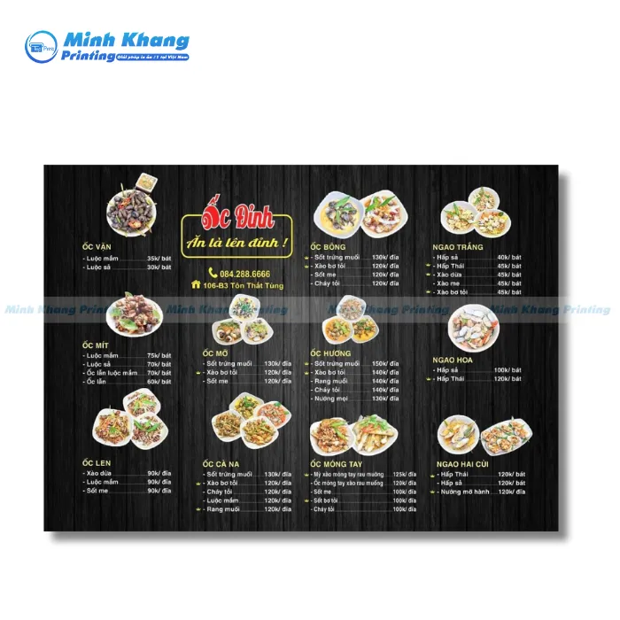 Mẫu Menu Quán ỐC Đỉnh - Ăn Là Lên Đỉnh