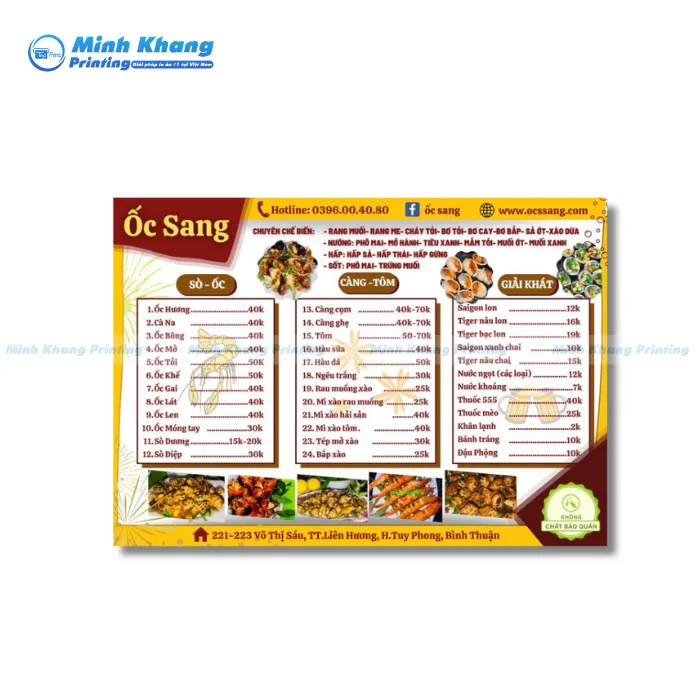 Bí Quyết Thiết Kế Menu Quán Ốc Đẹp, Bắt Mắt & Thu Hút 