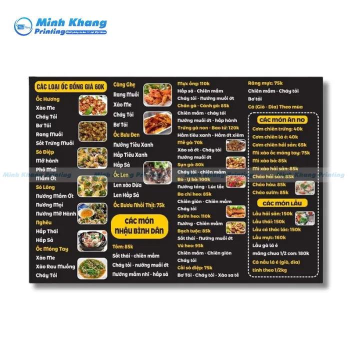 Mẫu Thực Đơn Các Món Nhậu Bình Dân Thiết Kế Đẹp & Dễ Nhìn