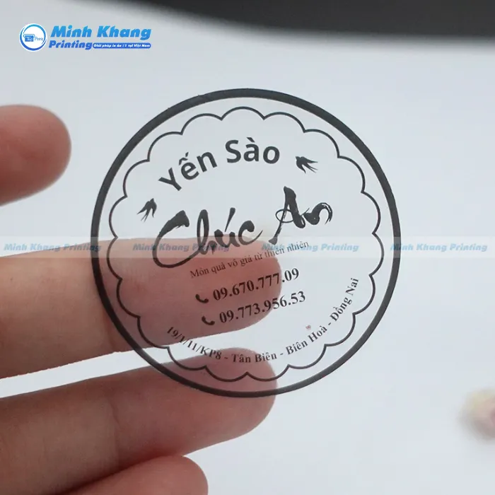 Mẫu Tem nhãn Tròn Trong Suốt Yến Sào Chúc An