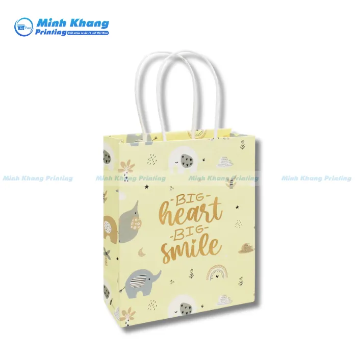 Mẫu Túi Giấy Fahasa Màu Vàng Pastel Quai Cầm Chắc Chắn & Dễ Mang Theo