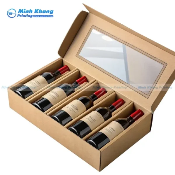 Mẫu Hộp Giấy Carton 5 Ngăn Đựng Rượu
