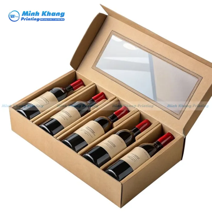 Mẫu Hộp Giấy Carton 5 Ngăn Đựng Rượu